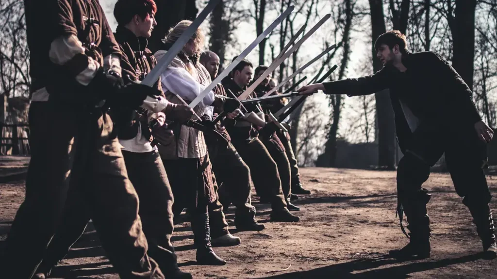 Aktywność: walka na miecze podczas pikniku tematycznego