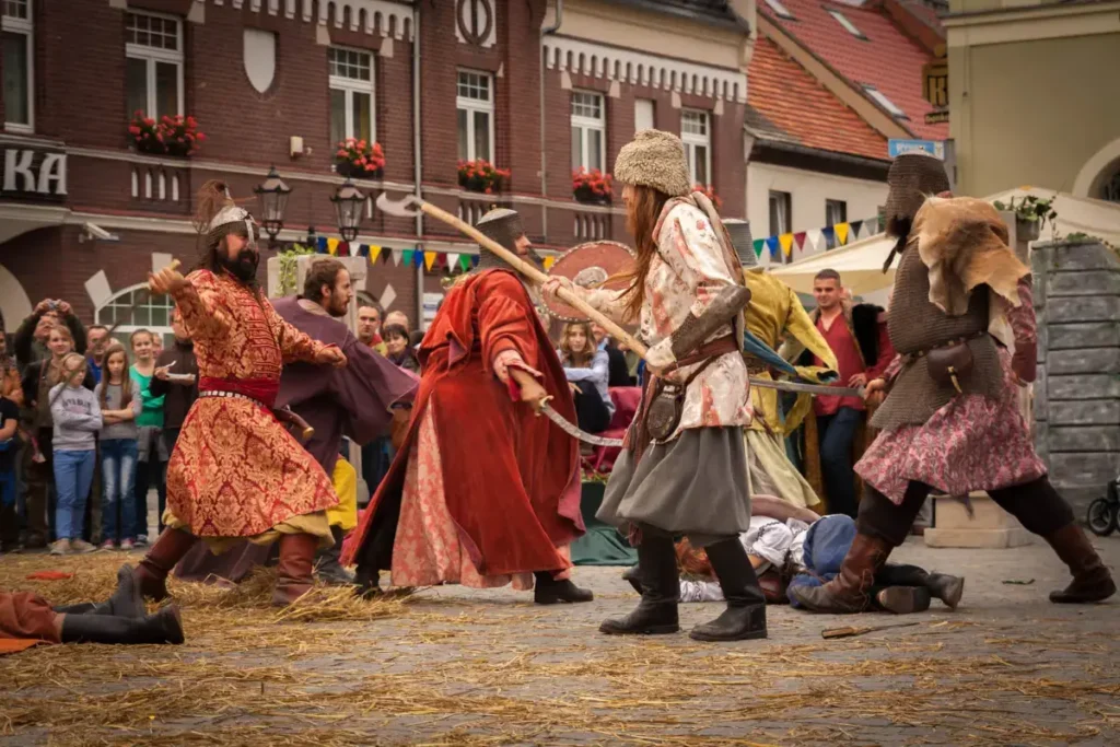 Walka rycerska na festynie historycznym